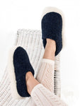Siberian Dark Blue Wool Slippers