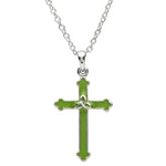 Platinum Plated Green Cross Necklace