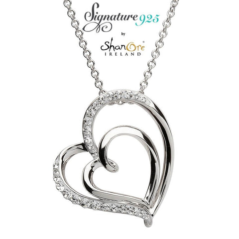 Signature 925 Collection Double Heart Pendant Necklace
