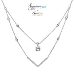 Signature 925 Collection Double Chain V Bar Necklace