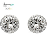 Signature 925 Collecton Round Halo Silver Earrings