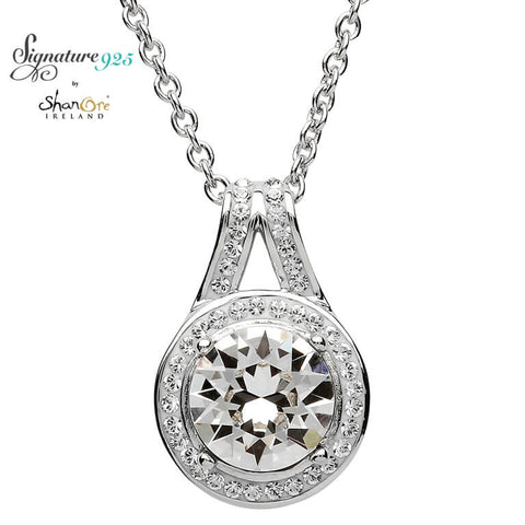 Signature 925 Collection Halo Silver Pendant Necklace