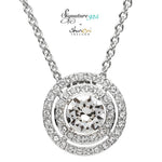 Signature 925 Collection Double Halo Silver Pendant Necklace