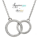 Signature 925 Collection Double Circle Silver Pendant Necklace