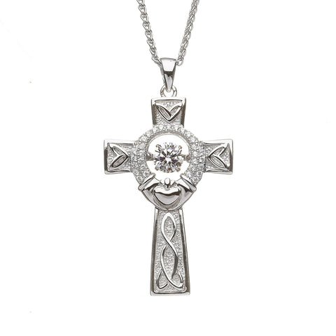 Dancing Stone Claddagh Cross Necklace