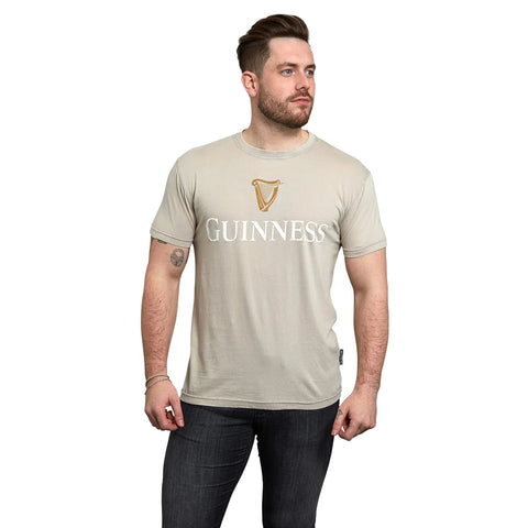 Guinness Harp Trademark Label Beige Shirt