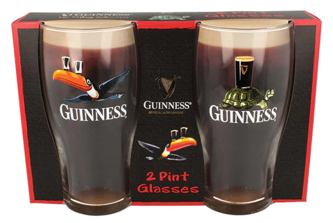 Guinness Gilroy Tortoise & Toucan Pint Glass Twin Pack