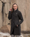 Cable knit side zip coat